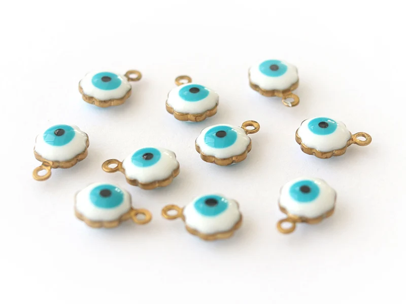 Lot de 10 pendentifs / breloques œil turque - laiton