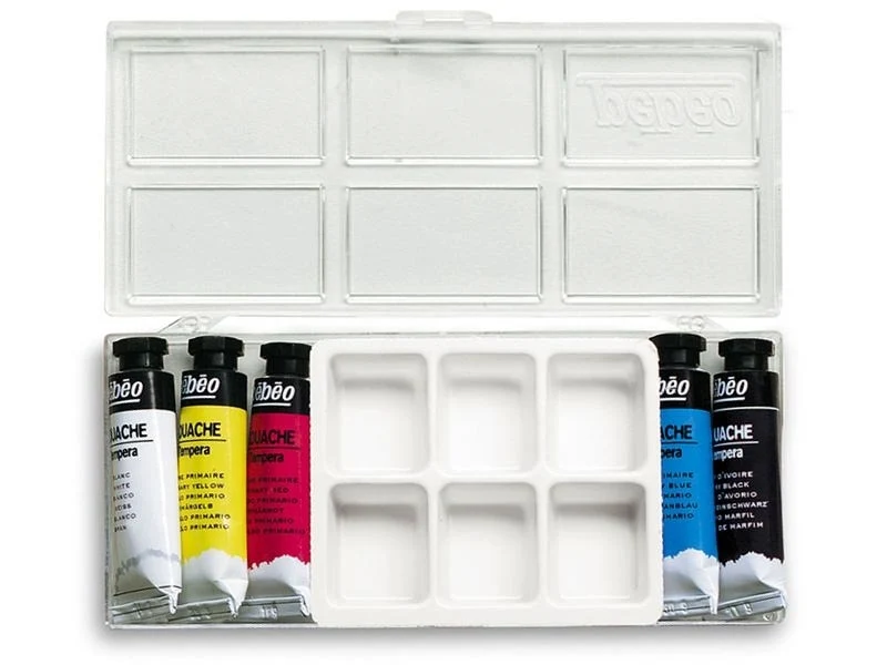 Boîte - 5 tubes de gouache primaire + palette