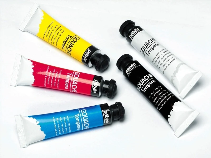 Boîte - 5 tubes de gouache primaire + palette
