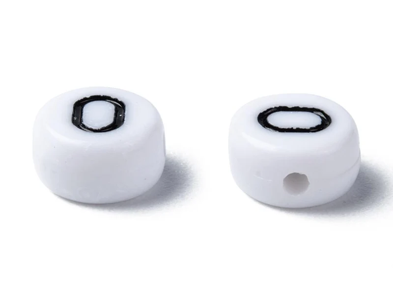 Boite de 720 perles rondes en plastique - chiffres - noir et blanc