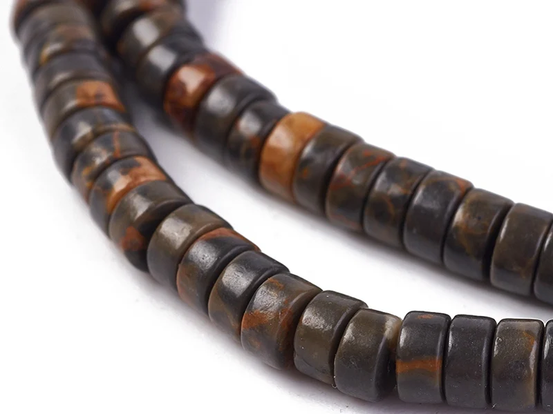 20 perles heishi naturelles 4 mm - jaspe marron