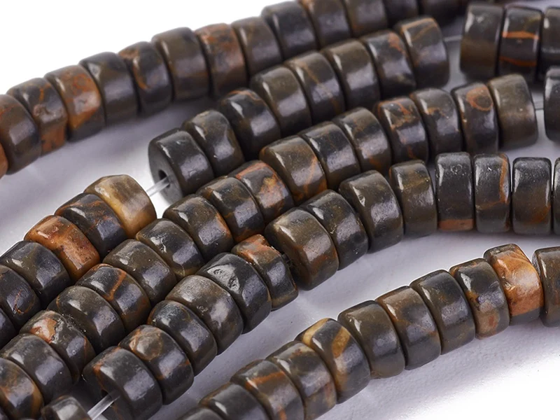 20 perles heishi naturelles 4 mm - jaspe marron