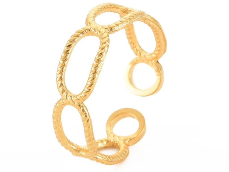 Bague - Effet maillons - Doré à l'or fin 18K