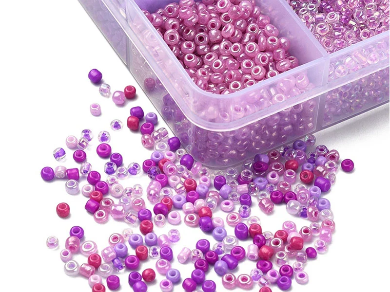 Boite de perles de rocailles - 10 Nuances Violettes - 2,5mm - 8500 pcs