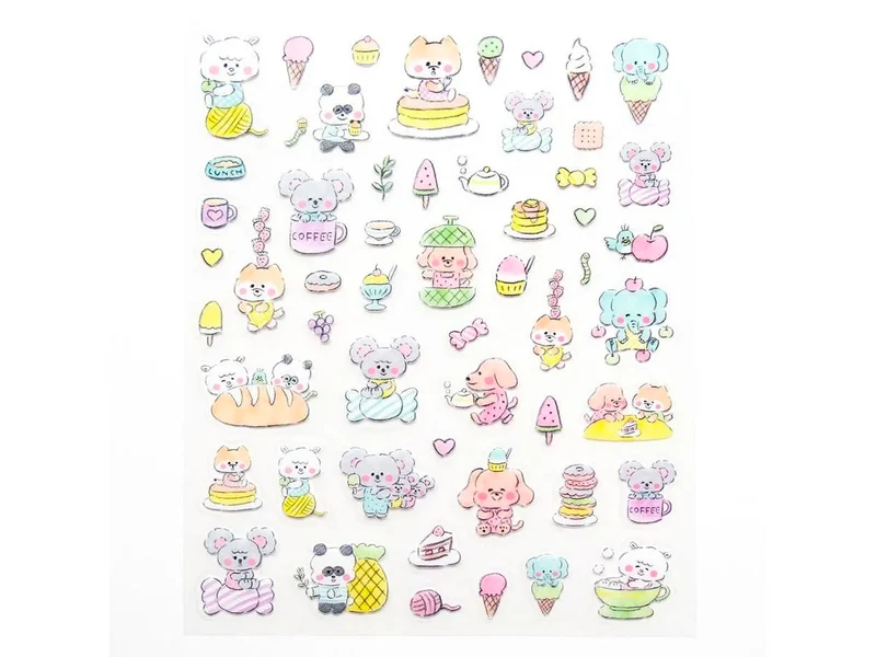 Stickers transparents Oyatsu and Animals - Noriyuki Echigawa