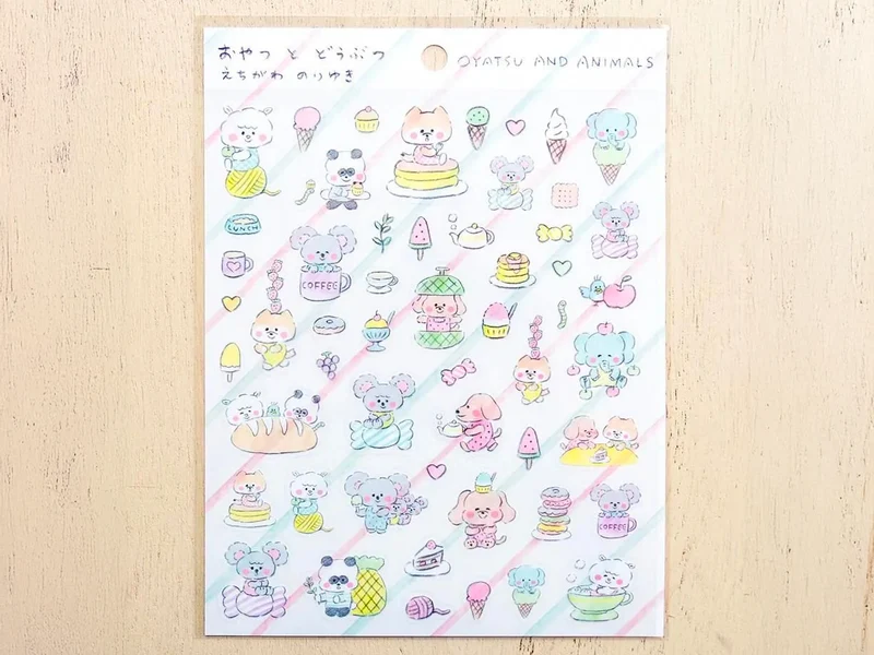 Stickers transparents Oyatsu and Animals - Noriyuki Echigawa