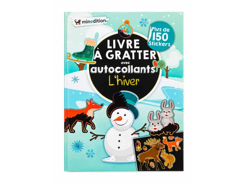 Livre à gratter avec 150 Autocollants - L'Hiver
