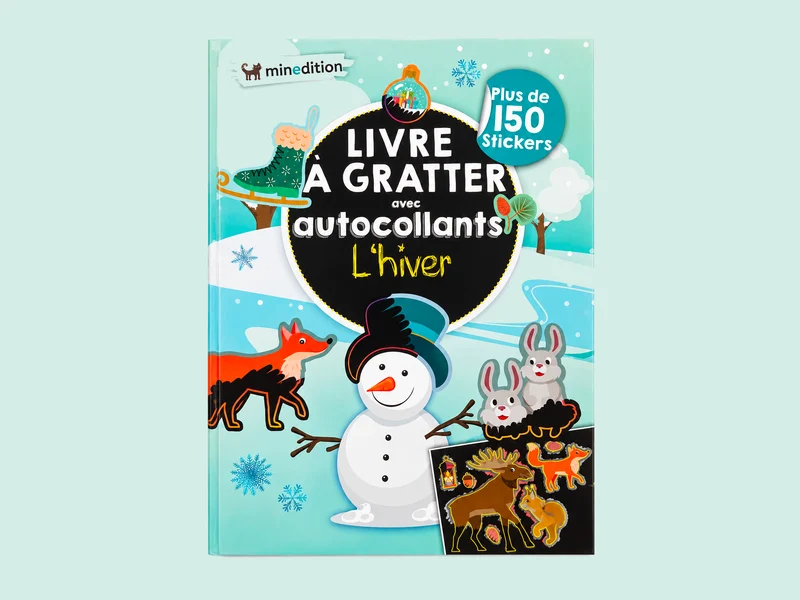 Livre à gratter avec 150 Autocollants - L'Hiver