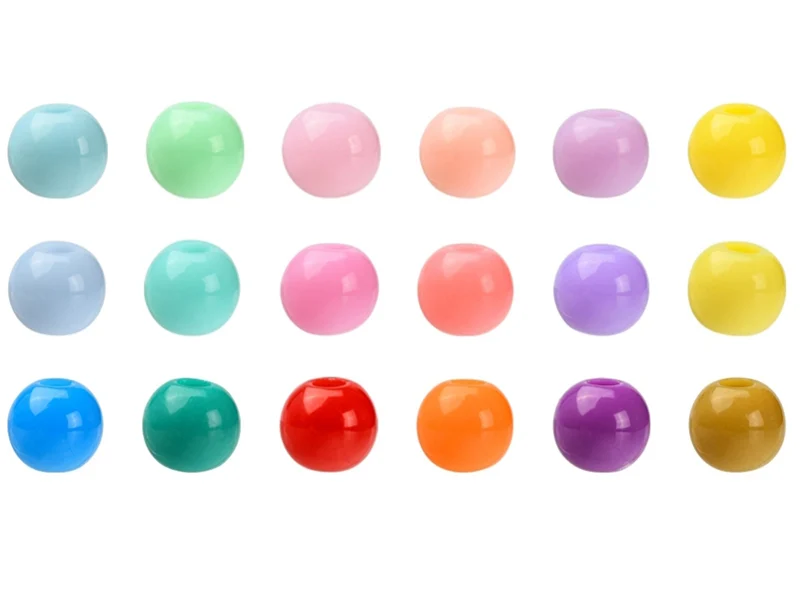 Boîte de 1500 perles - 18 couleurs de perles opaques en plastique - 6 x 5 mm