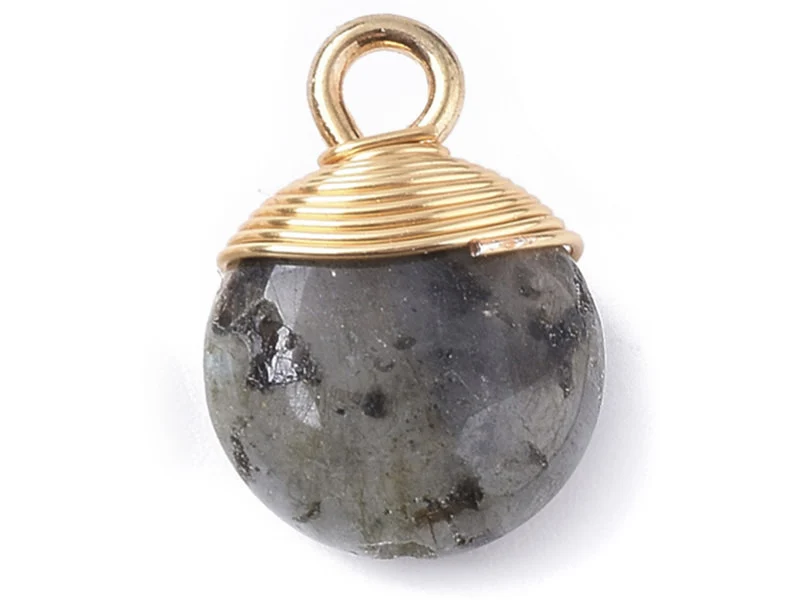 Pendentif en pierre naturelle - Labradorite - rond - 15 x 11 mm