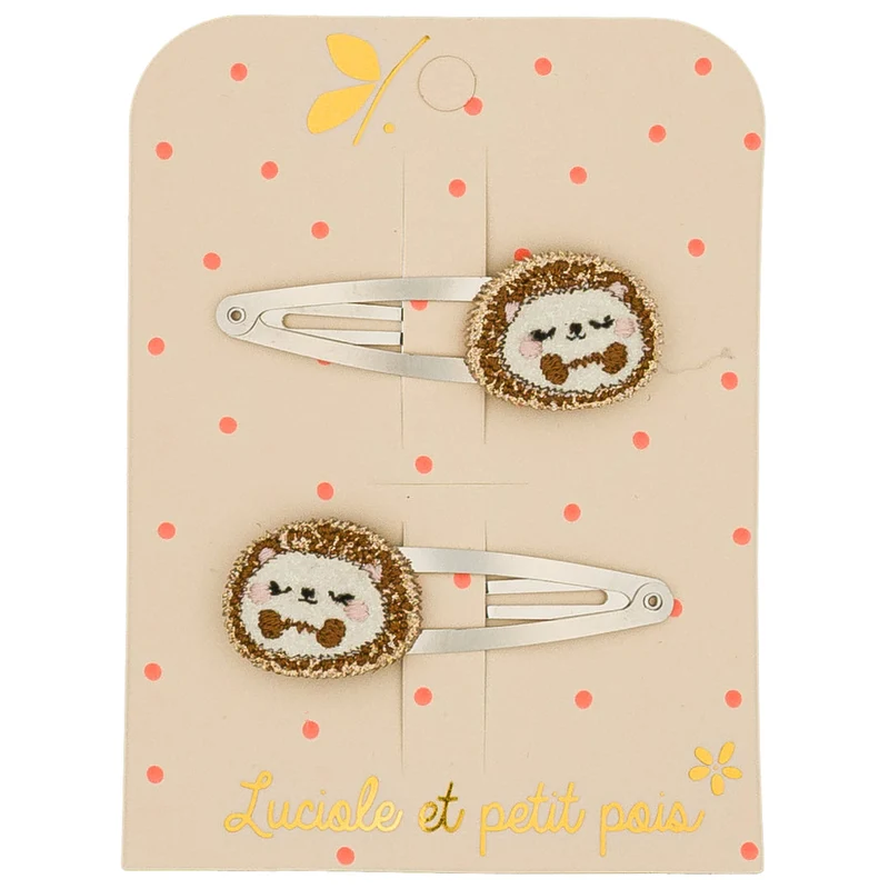 Duo Barrettes Pompom le Hérisson - Luciole et Petit Pois