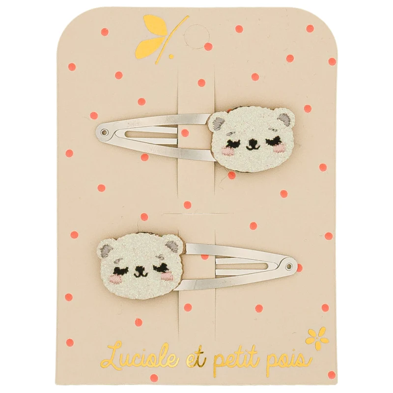 Duo Barrettes Flocon l'Ourson - Luciole et Petit Pois