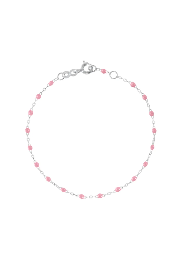 Bracelet Classique Gigi Or Blanc Et Résines Fuchsia 17cm