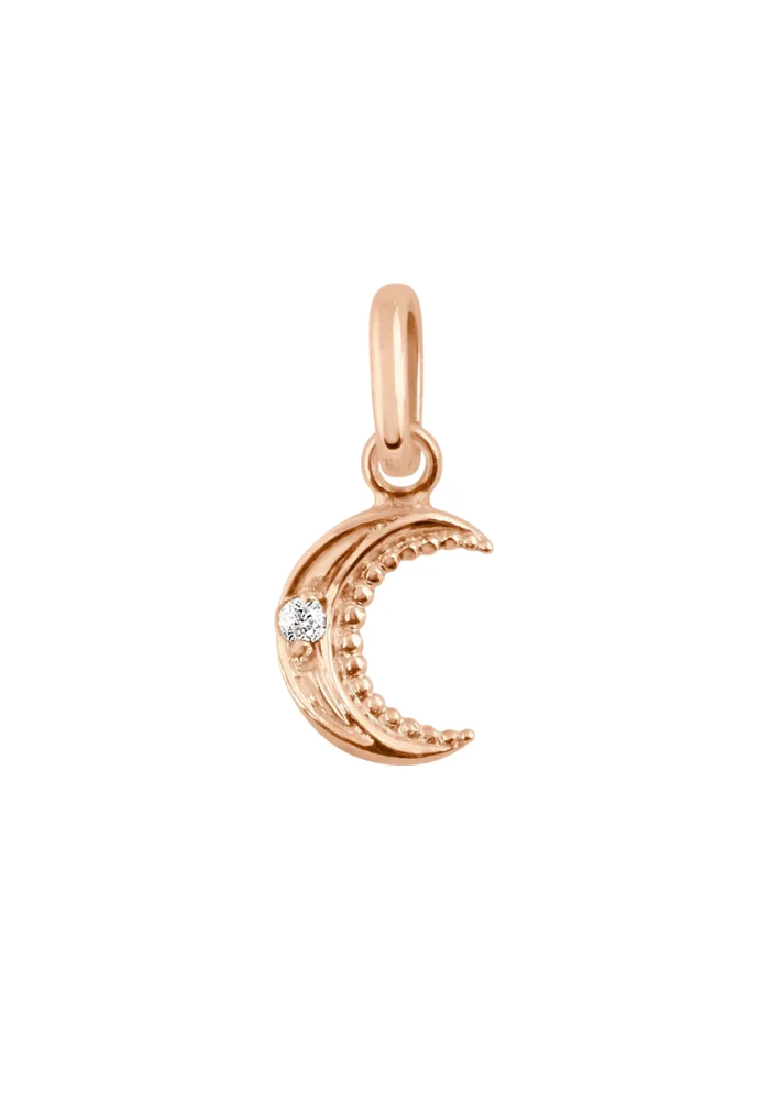 Pendentif Petite Lune Or Rose Diamants