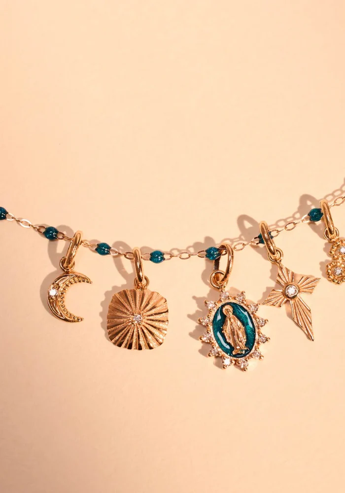 Pendentif Petite Lune Or Rose Diamants