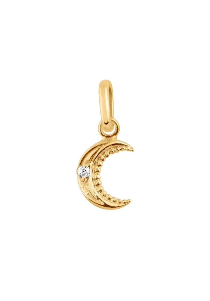 Pendentif Petite Lune Or Jaune Diamants