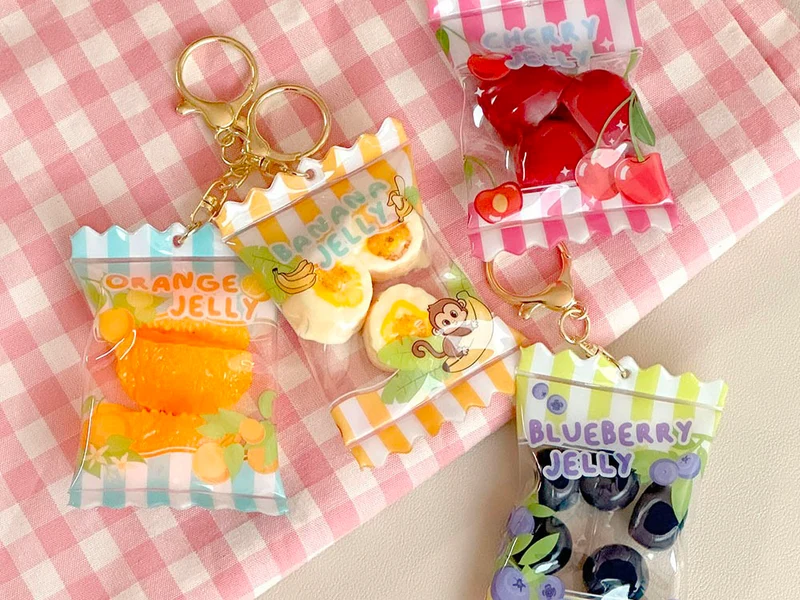Porte-clés Jelly fruit Kawaii Surprise (modèle aléatoire)