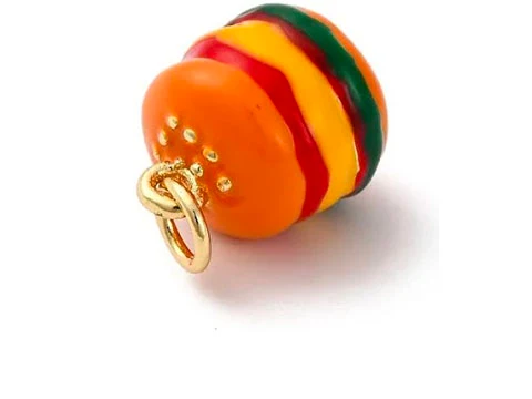 Breloque hamburger doré émaillé 18K