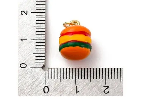 Breloque hamburger doré émaillé 18K