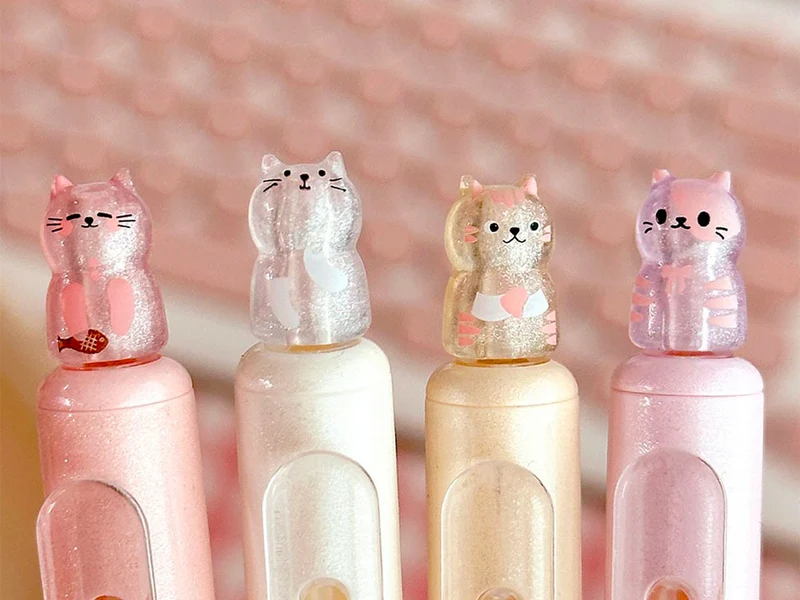 Stylo gel chat Bingle - Pastel jaune