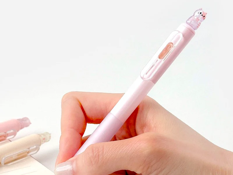 Stylo gel chat Bingle - Pastel jaune