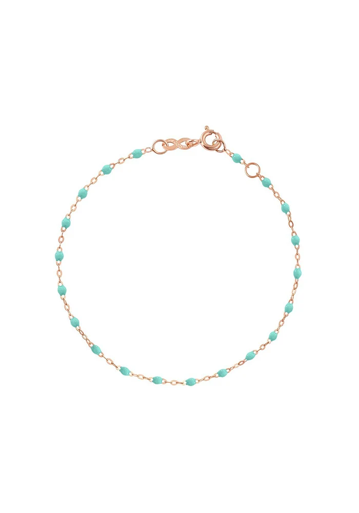 Bracelet Enfant Classique Gigi Or Rose Et Résines Vert D'Eau 13cm