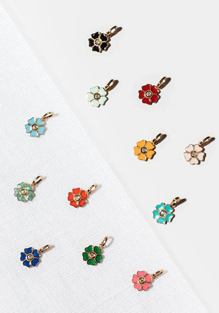 Pendentif Fleur Or Rose Diamant Résine Mandarine