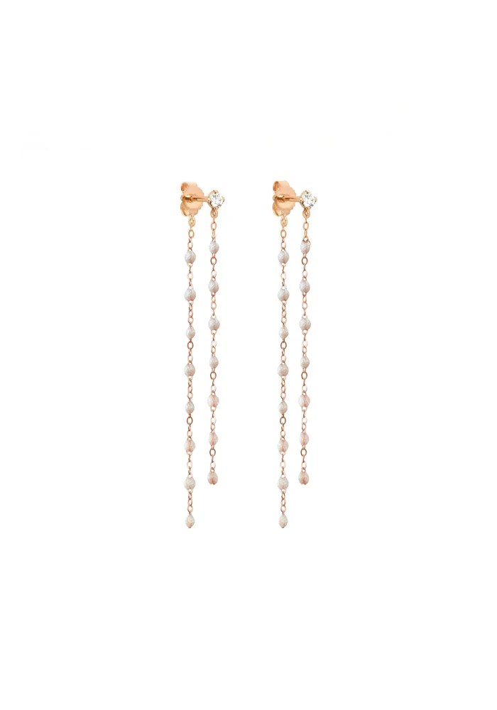 Boucles D'Oreilles Dansantes Classique Gigi Diamant Or Rose Résines Opale
