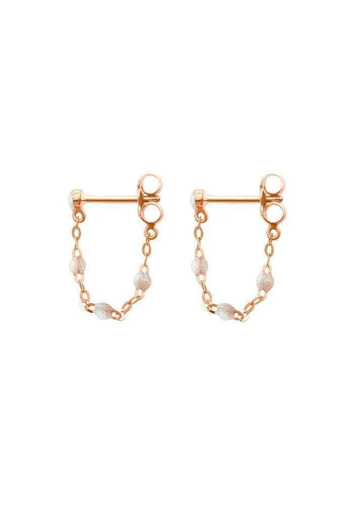 Boucles D'oreilles Classique Gigi Or Rose Et Résines Opale