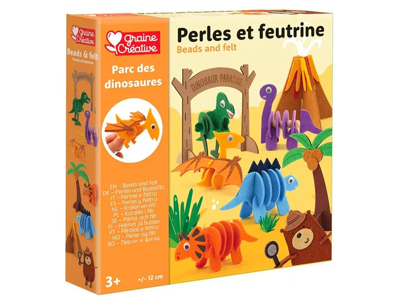 Kit Parc des Dinosaures en Bois Perles et Feutrine- Graine Créative