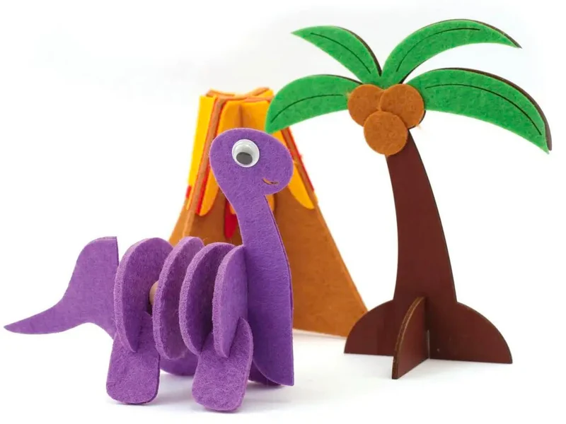 Kit Parc des Dinosaures en Bois Perles et Feutrine- Graine Créative