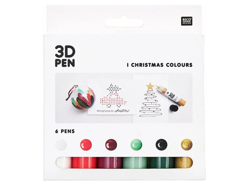 Set de 6 Stylos pour peinture 3D - Noël - Rico Design