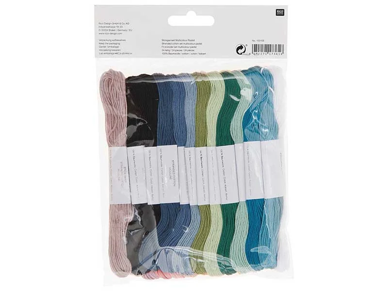 Lot de 24 Fils à broder – Set pastel
