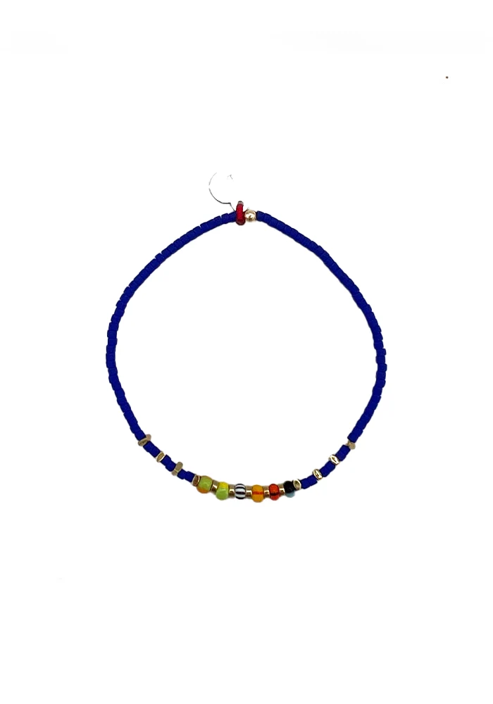 Bracelet 1 Tour Slim X Blush Enfant Multi Perles Miyuki Unies Mattes + 5 Perles Multicolores Au Centre Taillle Enfant
