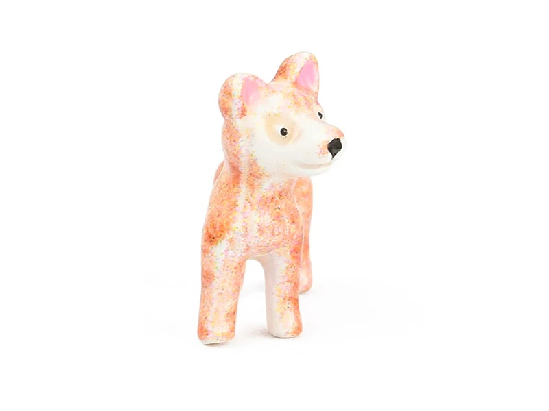 Breloque chien Corgi saumon et brun émail et or