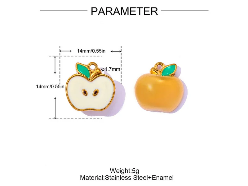 Breloque demi pomme doré à l'or fin 18k