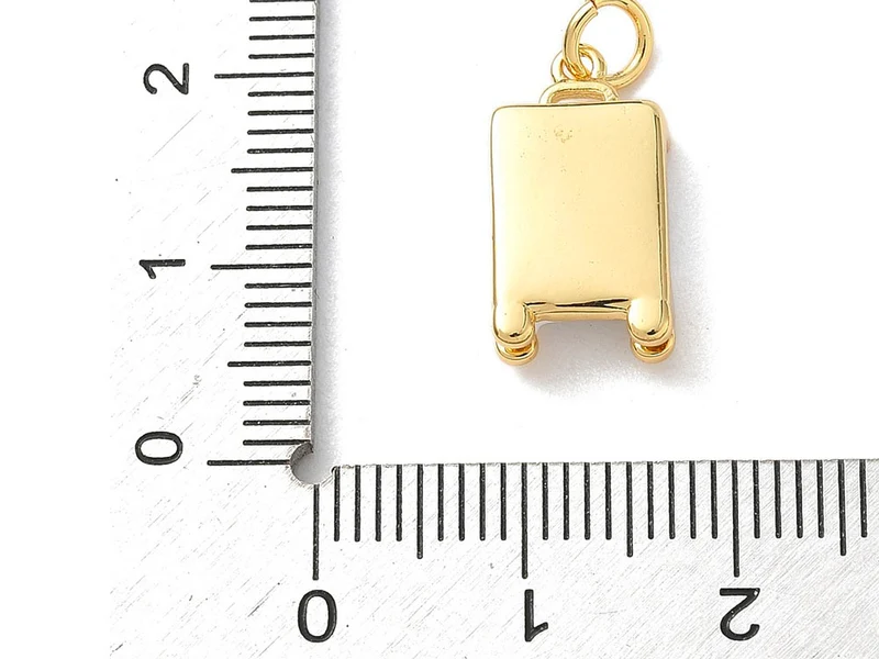 Breloque Valise Mignonne Émaillée Blanc et Doré à l'Or 18k
