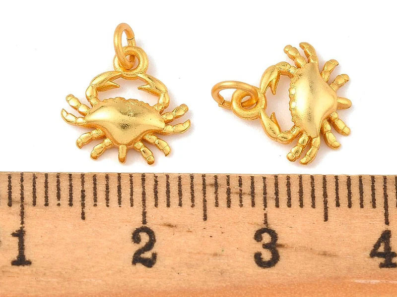 Breloque Crabe doré à l'or fin 24K
