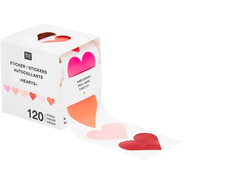 Autocollants coeurs, rouge, holographique 120 pcs - Rico Design
