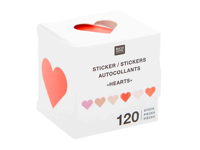 Autocollants coeurs, rouge, holographique 120 pcs - Rico Design
