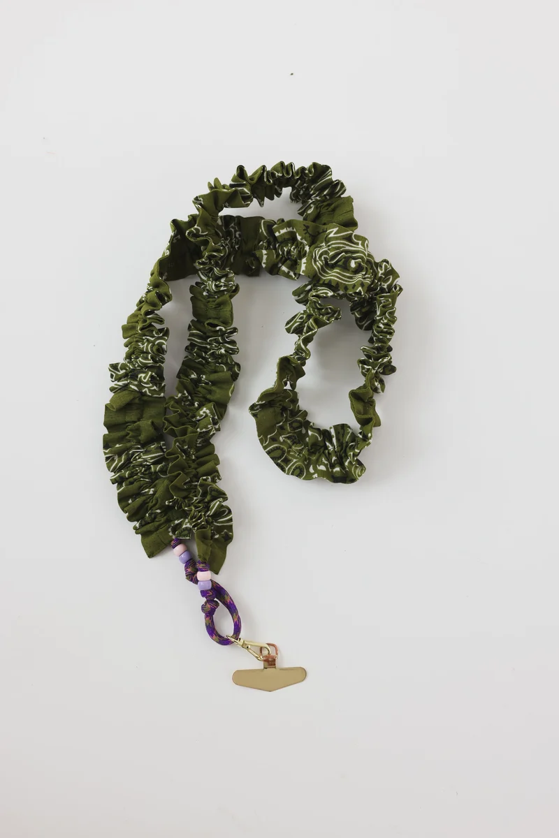 Cordon de Téléphone Froufrou Vert Olive - Maison Saussure
