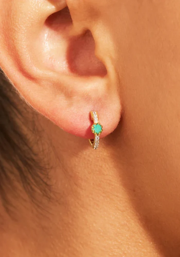 Mini Créoles Rive Doré Turquoise