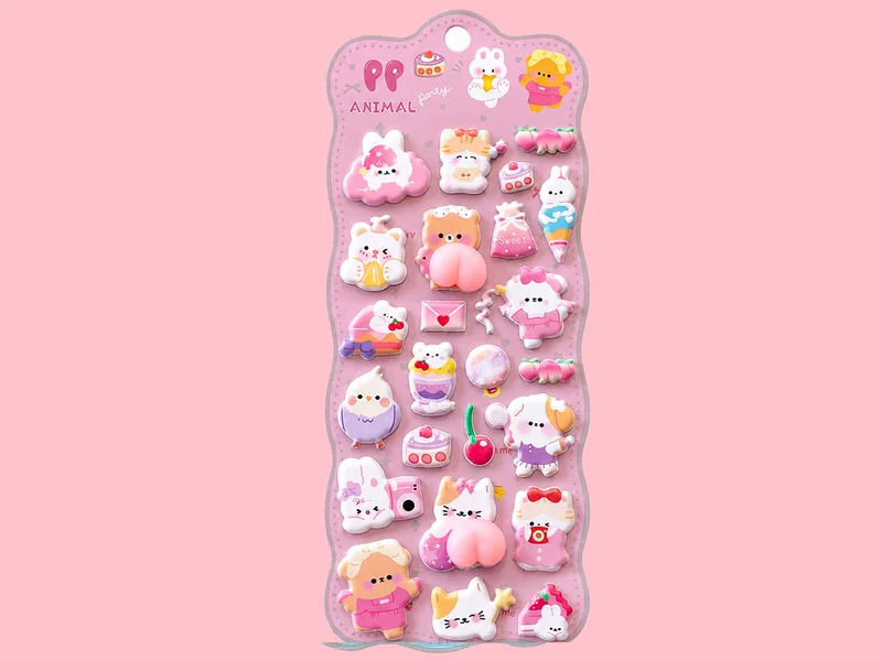 Stickers squishy Kawaii - Animaux Routine Time