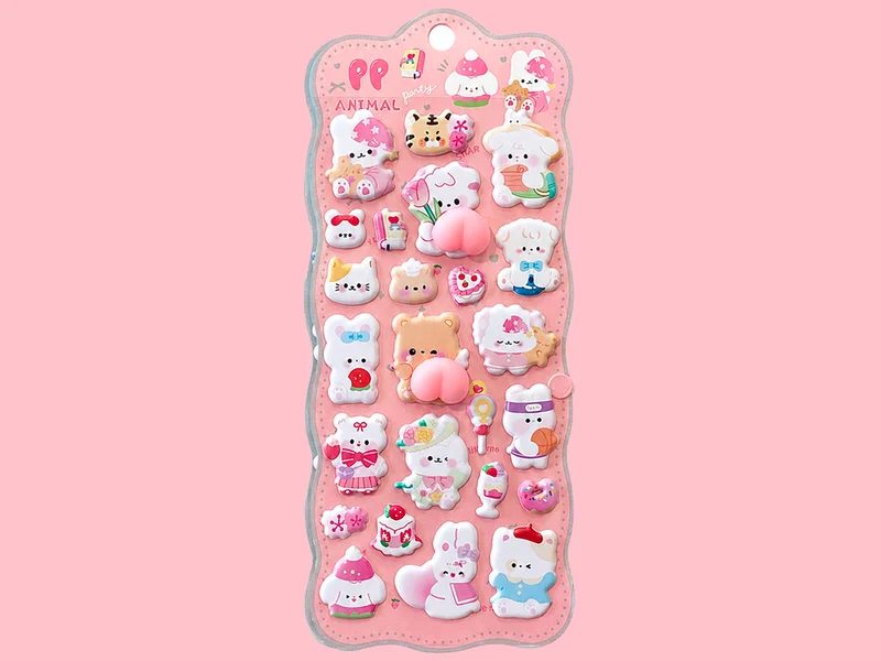Stickers squishy Kawaii- Animaux Soirée pyjama