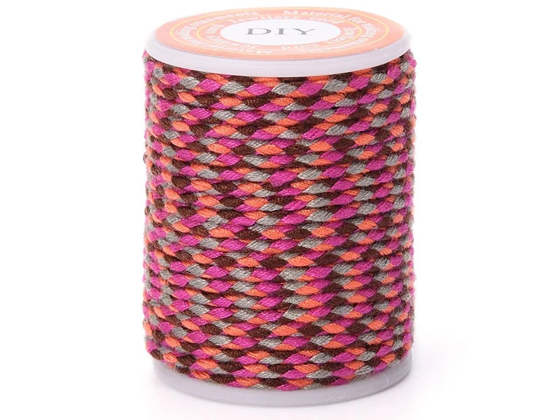 Bobine de 4 m de cordon en coton tressé - Rose, doré et bordeaux