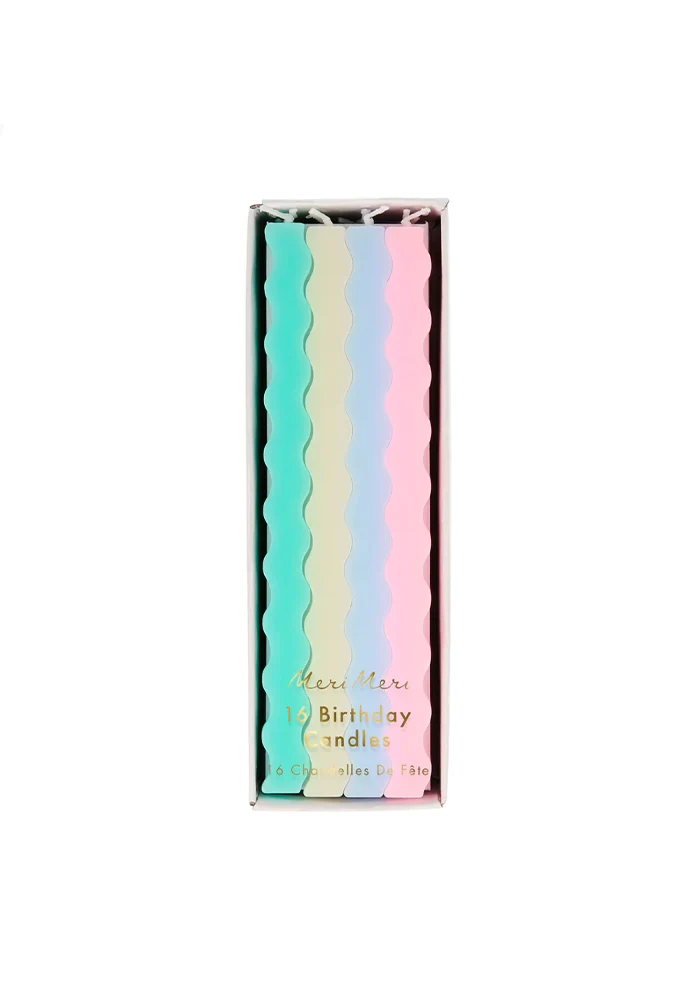 Boite De 16 Bougies Ondulées Multicolores Pastels