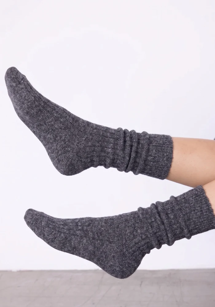 Chaussettes Cachemire Irene Gris Chiné Foncé