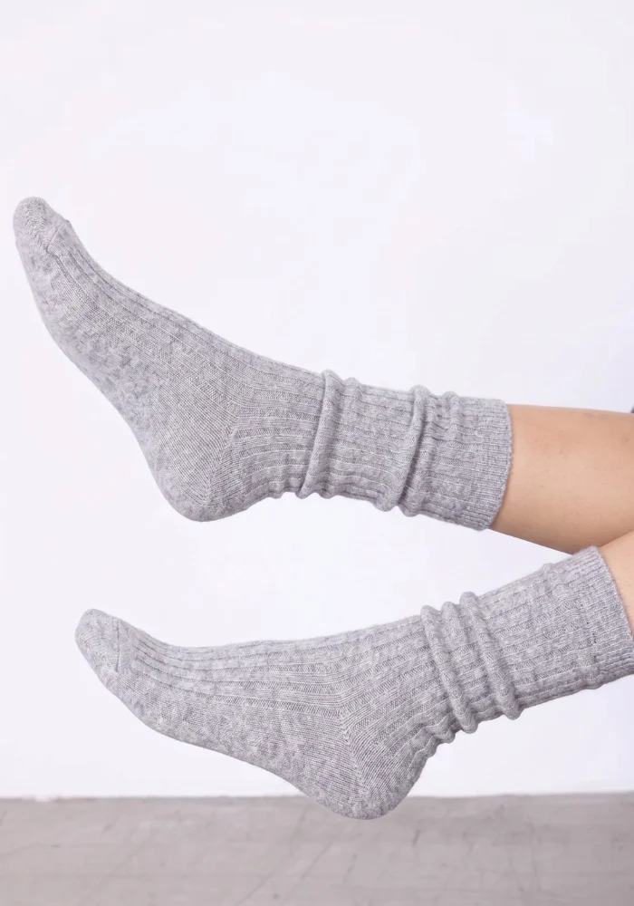 Chaussettes Cachemire Gris Chiné Clair