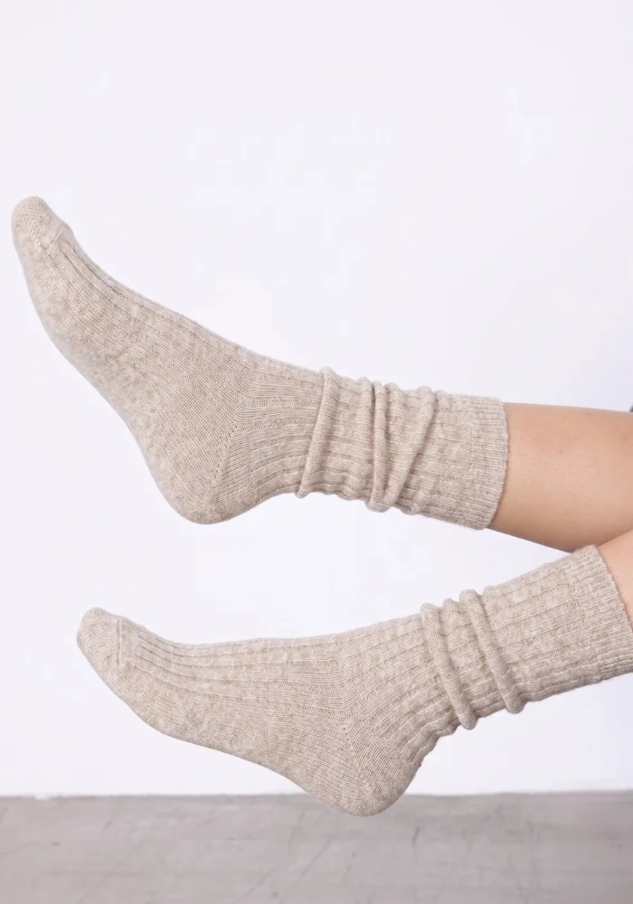 Chaussettes Cachemire Irene Beige Chiné