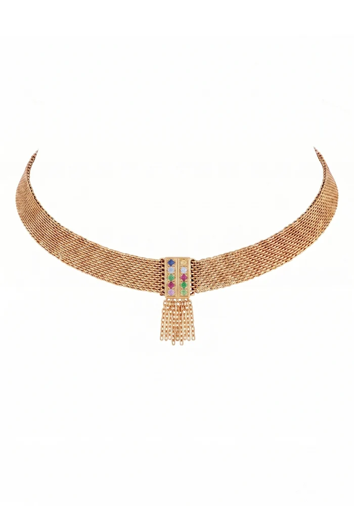 Choker Maille Épaisse Multicolore Gold/Black